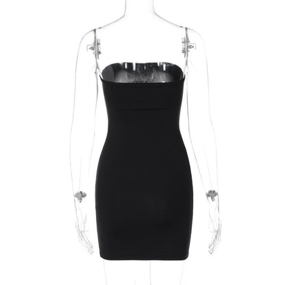 Cross pattern beaded backless tube mini dress