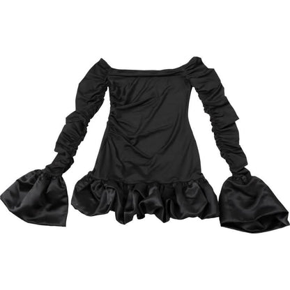 Off shoulder long sleeve ruched mini dress