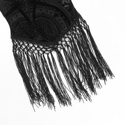 Halter tassels abstract pattern top
