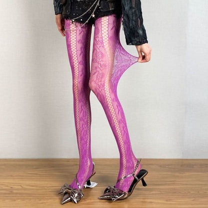 Hollow out lace flower pattern tights