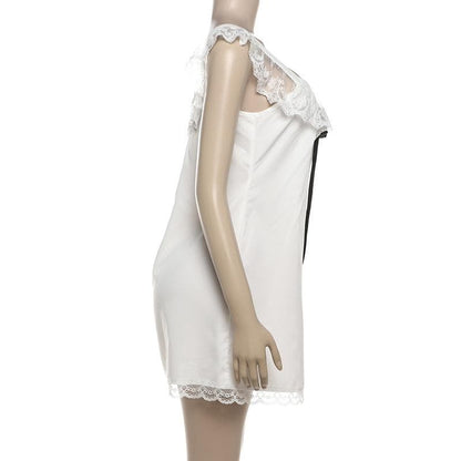 Lace hem bowknot backless mini dress