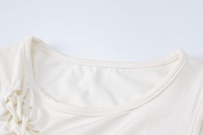 Hollow out solid sleeveless irregular crewneck mini skirt set-final-sale