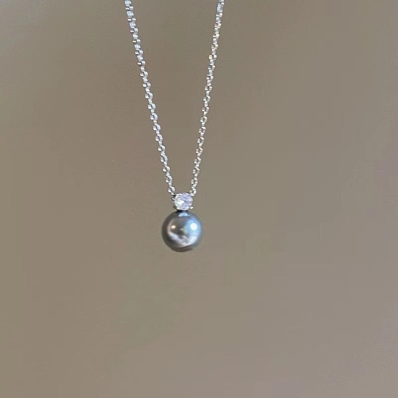 Rhinestone faux pearl pendant choker necklace