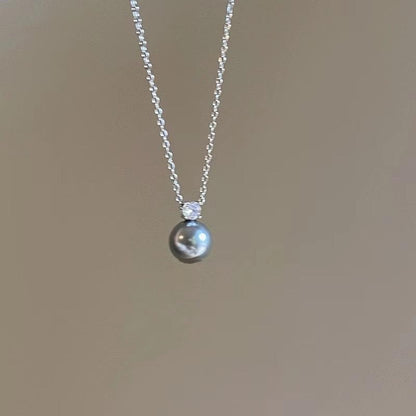 Rhinestone faux pearl pendant choker necklace
