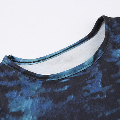 Tie dye contrast sleeveless crewneck crop top