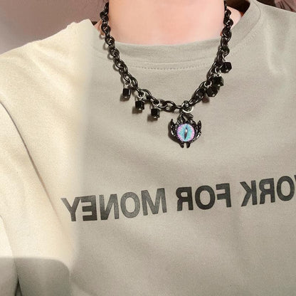 Pendant metal contrast chain necklace