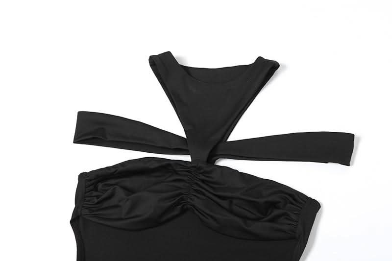 Ruched hollow out crewneck solid cut out maxi dress