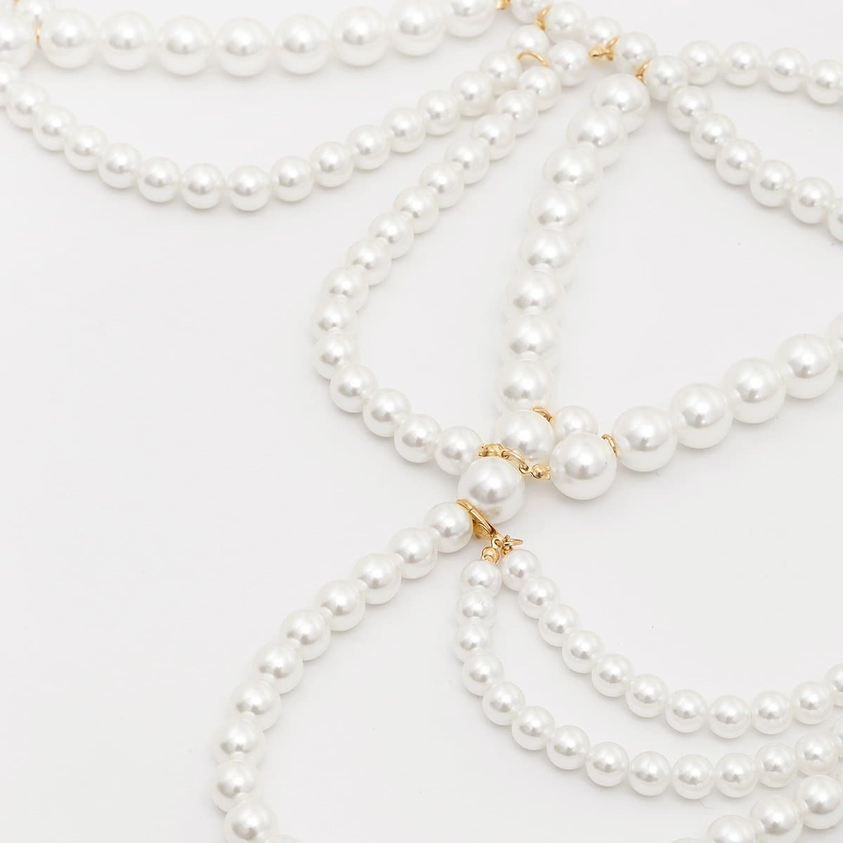 Faux pearl beaded body chain