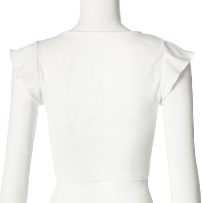 Cap sleeve drawstring ruched ribbed crop top