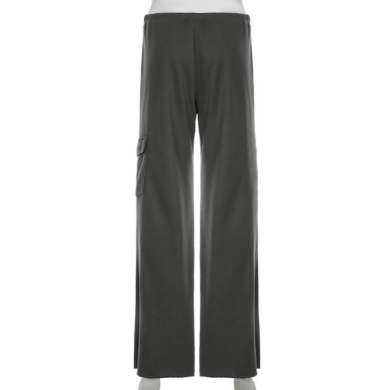 Pocket self tie low rise straight leg pant
