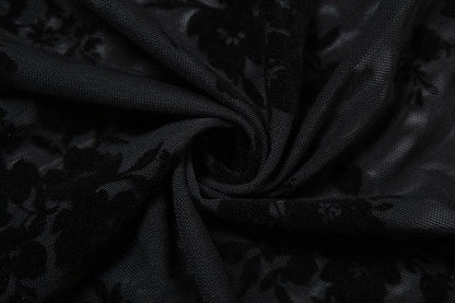 Cowl neck halter flower pattern mesh maxi dress