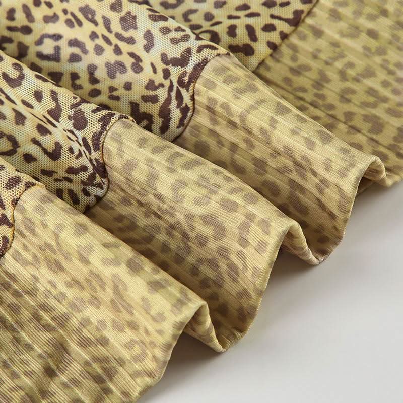 High neck leopard print mesh sleeveless top