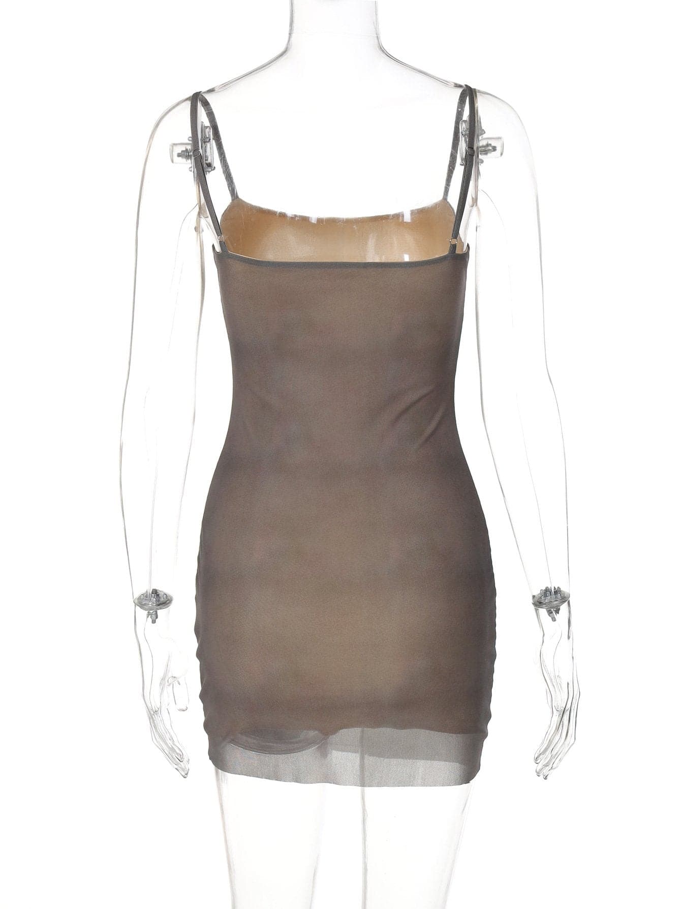 U neck print backless cami mini dress