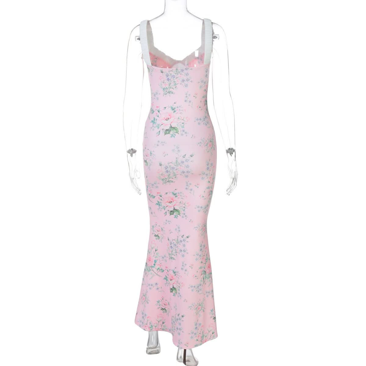 V neck flower print cami maxi dress