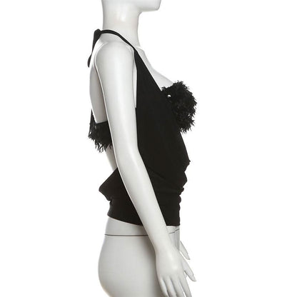 Halter glitter mesh 2 piece top