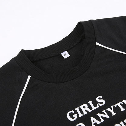 Pocket letter print long sleeve crewneck contrast bodysuit