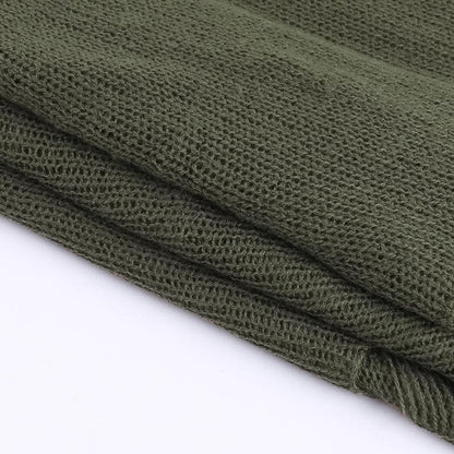 Halter cowl neck knitted buckle see through mini dress