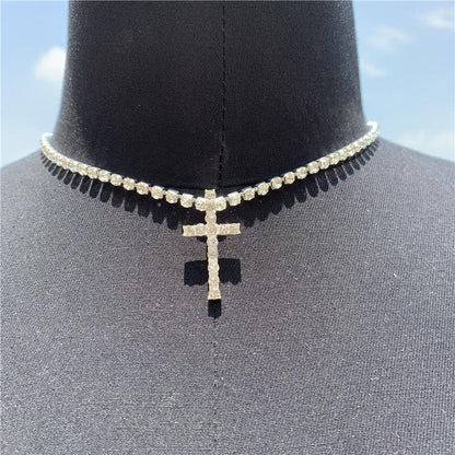 Initials pendant rhinestone chocker