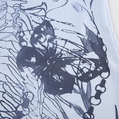 Print tie dye backless cami maxi dress