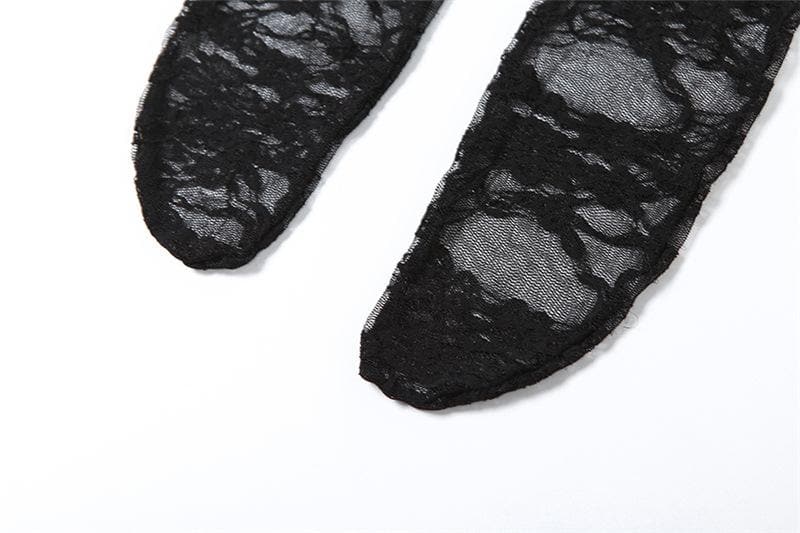 Lace see through gloves solid backless tube pant set-final-sale