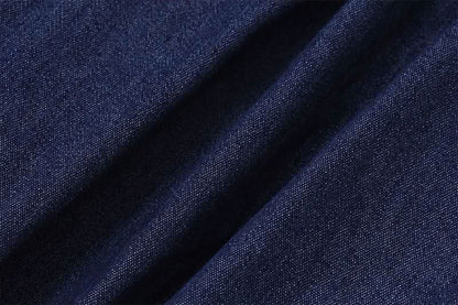 Button pocket lace hem ruched wide leg jeans