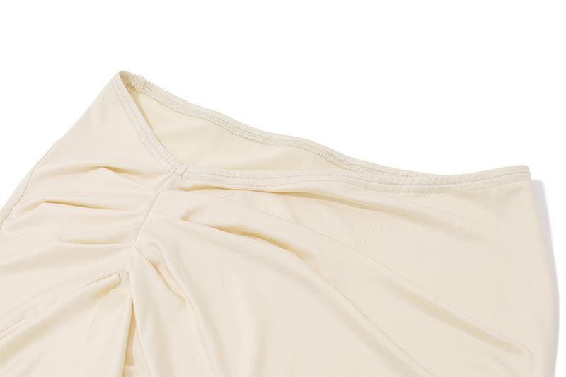 Ruffle ruched irregular solid midi skirt