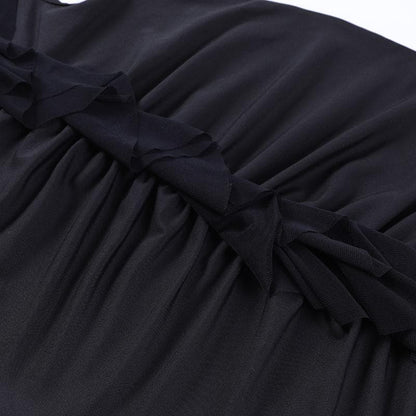 Halter Cross-Front Plunging Ruffle Trim Side Cutout Ruched Mini Dress