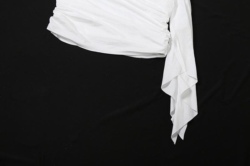 Ruffle solid ruched tube mini dress