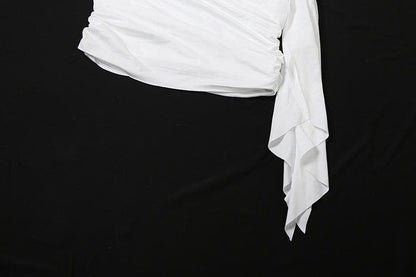 Ruffle solid ruched tube mini dress