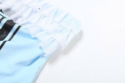 Ruffle “9” pattern backless tube top