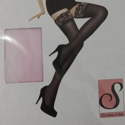 Solid lace mesh thigh high socks