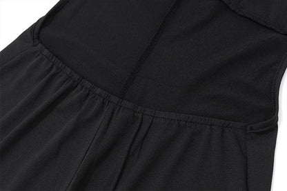 Deep V neck cross back backless ruched solid cami romper