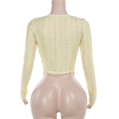 Cowl neck long sleeve irregular hollow out cut out top