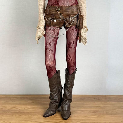 Fishnet butterfly pattern hollow out tights