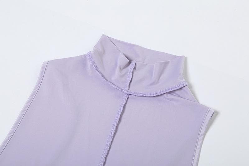 High neck stitch halter backless solid maxi dress