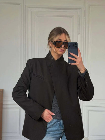 Katie Plaid Stand Collar Blazer
