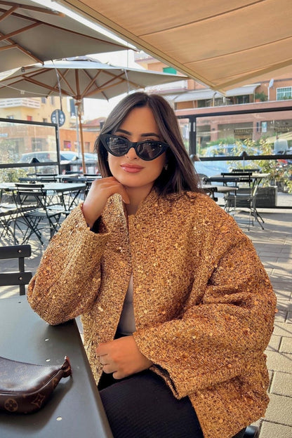 Kimberly Collared Metallic Sequins Jacket