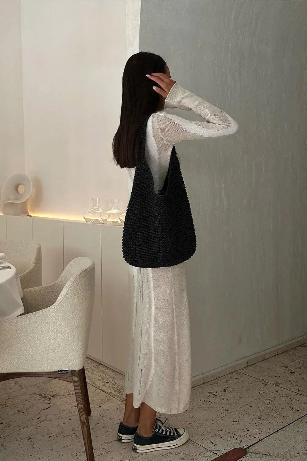 Knit Distressed Slim Maxi Dress