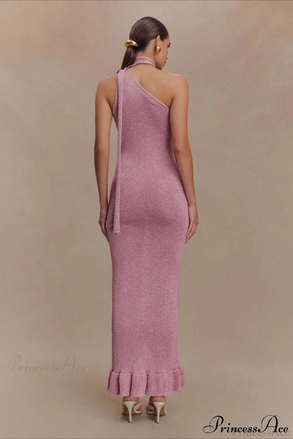 Knit Floral Ruffle Maxi Dress