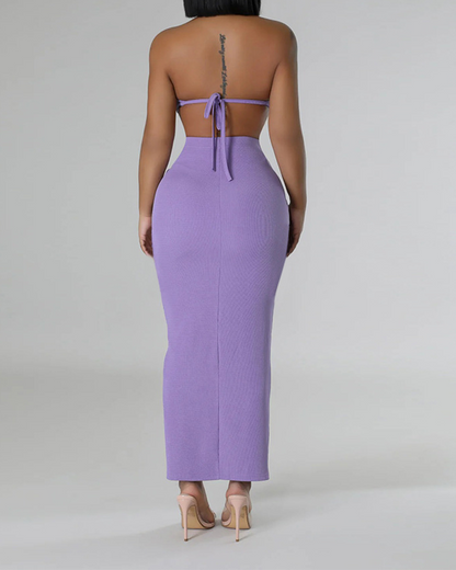 Waist Sleeveless Dress Suit