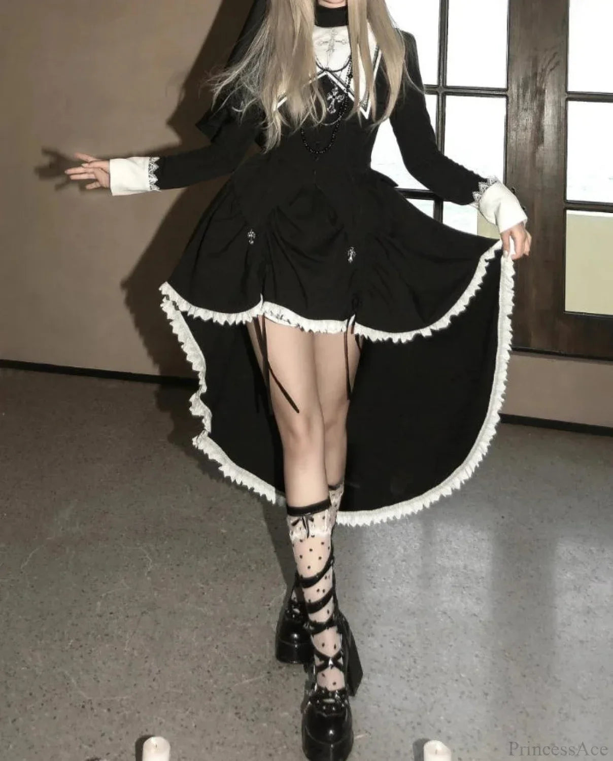 Lace Celebration Gothic Ebony Midi Dress