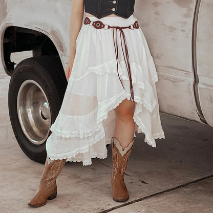 Lace Patchwork Midi Skirt