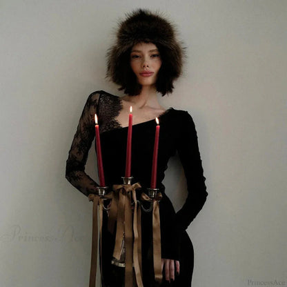 Lace Patchwork Transparent Maxi Dress