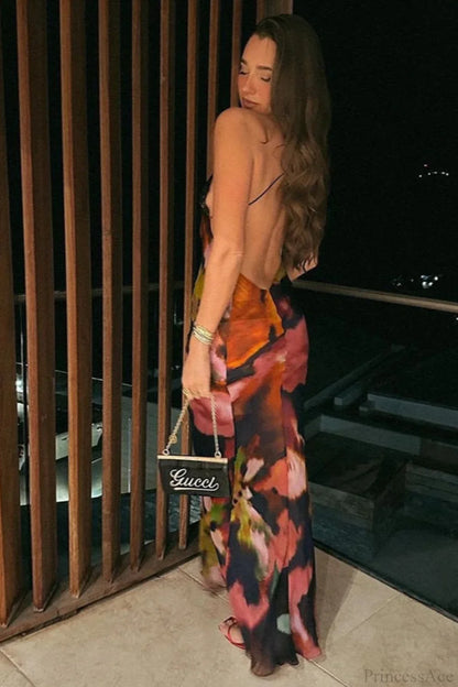 Lace Spaghetti Strap Holiday Maxi Dress