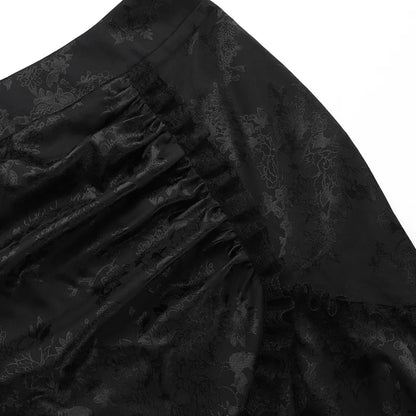 Lace Splicing Asymmetric Skirt