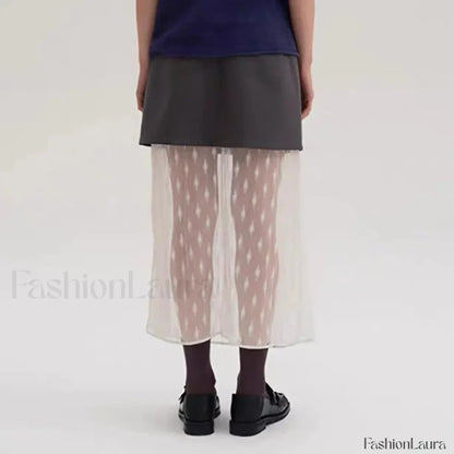 Lace Splicing Straight Zipper Skirt