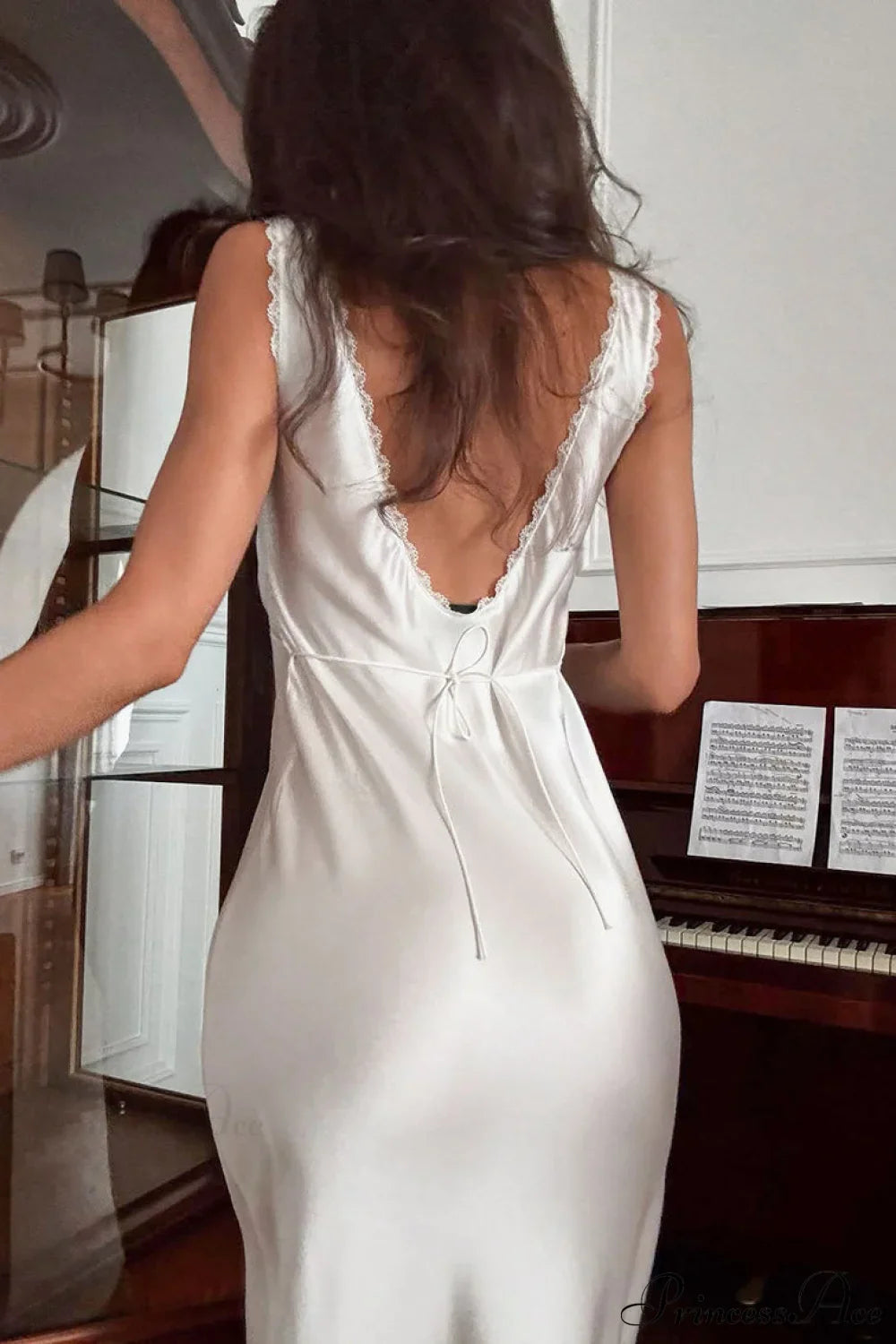 Lace Trim White Cami Chic Maxi Dress