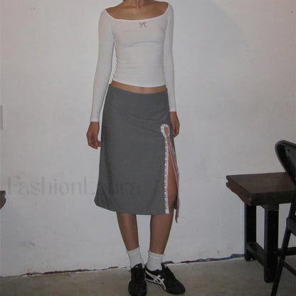 Lace-Up Split A-Line Elegant Skirt