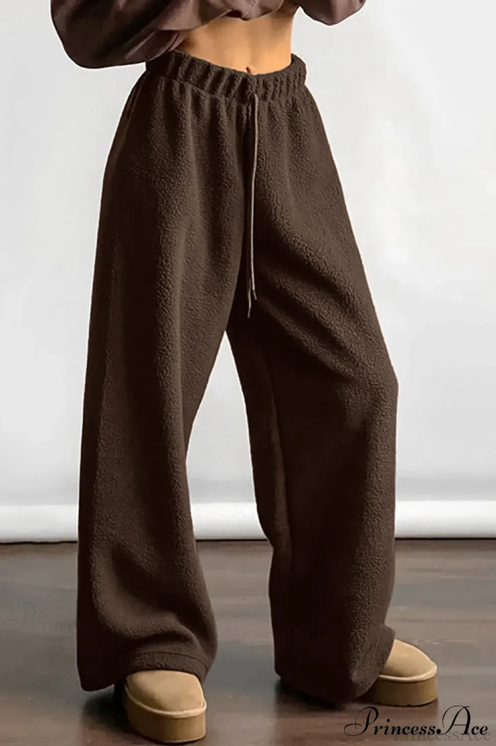 Lamb Fleece Casual Tie Waist Sports Pants