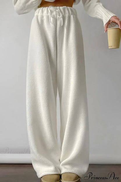 Lamb Fleece Casual Tie Waist Sports Pants